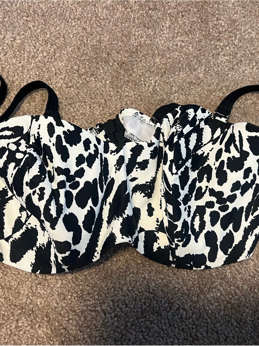 Black & White Animal Print Underwire Bra - Supportive Design